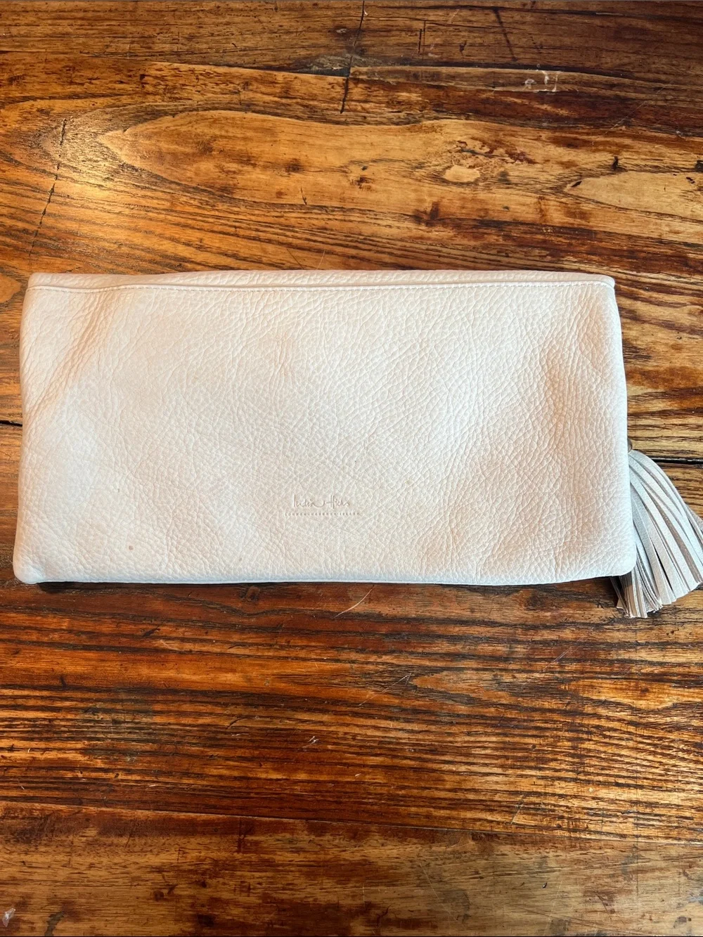 Cream India Hicks Leather Tassel Clutch Purse